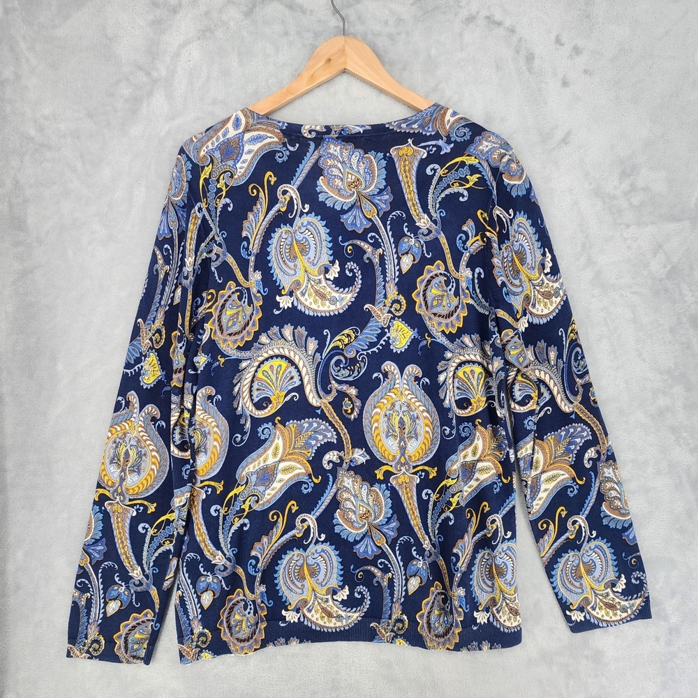 Talbots Cardigan Sweater Womens Size 1X Classics Paisley Navy Blue Button NWT - Picture 9 of 9